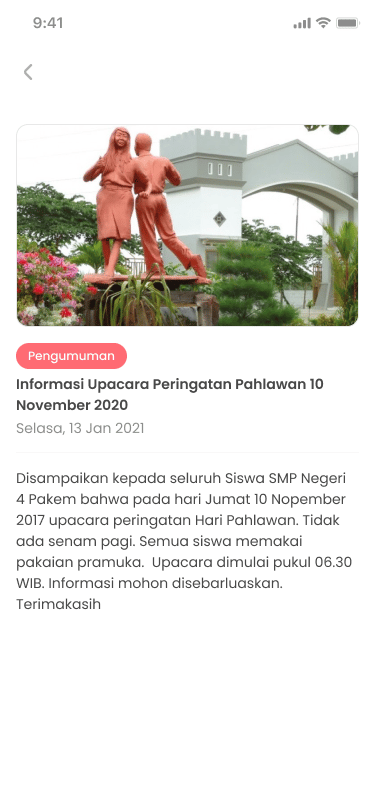 Announcement screen