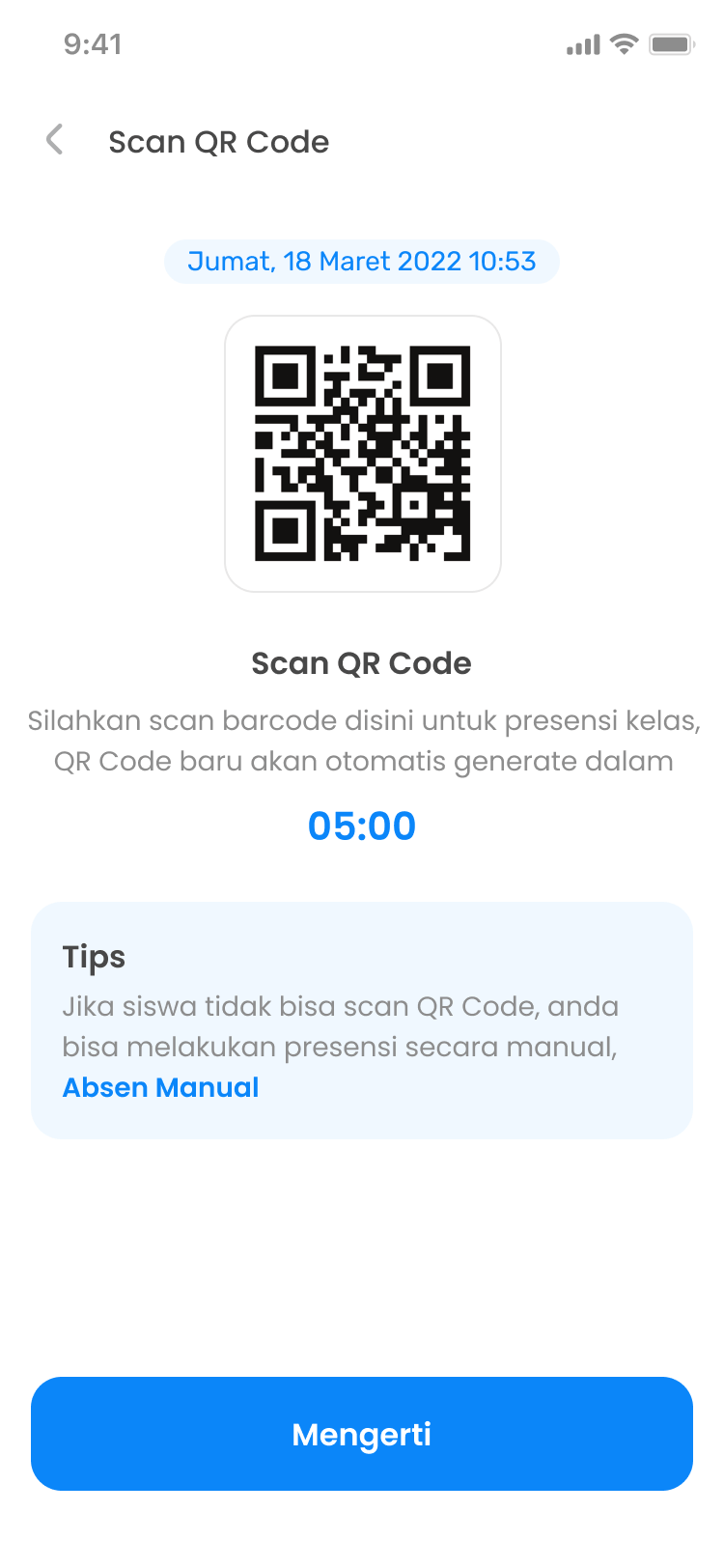 Scan QR from teacher screen